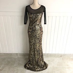 Sequin Black & gold evening formal dress size S